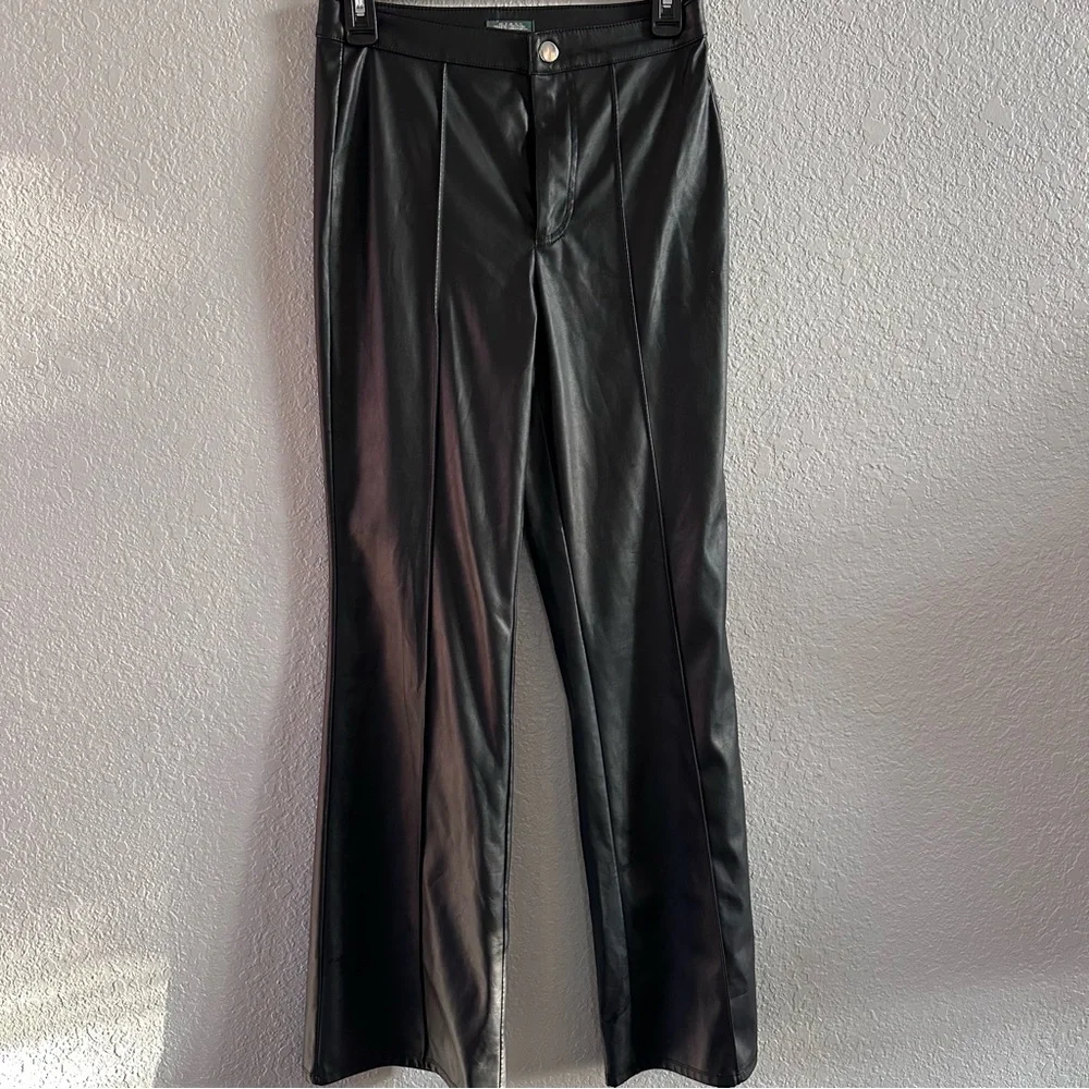 Wild Fable Black Faux Leather Flare Pants Size‎ 2 High Rise Target